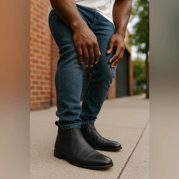 Vince Men's Black Leather Chelsea BootsSize 8.5 Made In Italy